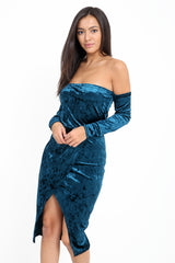 Gemalen fluwelen wrap over bandeau -jurk
