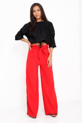 Wijd been papieren zak taille broek