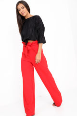 Wijd been papieren zak taille broek