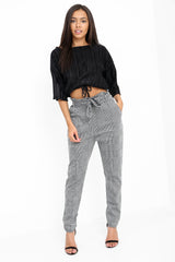 Multi check papieren tas taille broek