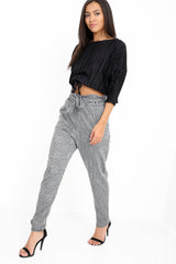 Multi check papieren tas taille broek