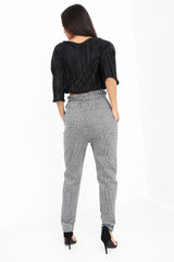 Multi check papieren tas taille broek