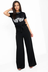 Wijd been papieren zak taille broek