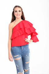 One Shoulder Frill Top