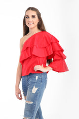 One Shoulder Frill Top
