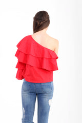 One Shoulder Frill Top