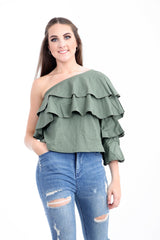 One Shoulder Frill Top