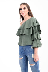 One Shoulder Frill Top