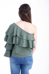 One Shoulder Frill Top
