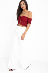 Wijd been papieren zak taille broek