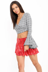 Multi Layered Sequin Frill Mini Skorts Shorts