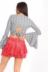 Multi Layered Sequin Frill Mini Skorts Shorts