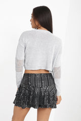 Multi Layered Sequin Frill Mini Skorts Shorts