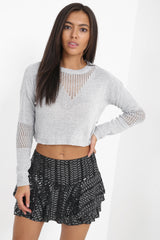 Lurex Knitted Cropped Jumper