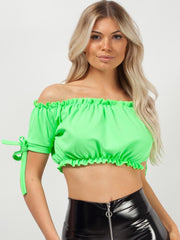 Ruched Bardot Crop Top
