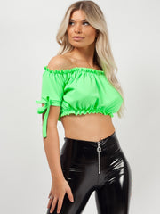 Ruched Bardot Crop Top