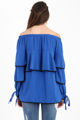 Contrast Trim Frill Bardot Top
