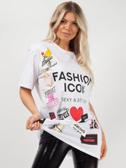 Oversized Fashion Icon Printed T-Shirt