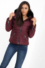 Padded Jacket With Detachable Fur Collar