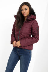 Padded Jacket With Detachable Fur Collar