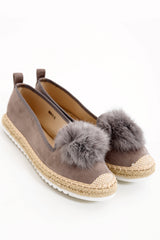 Faux Pom Suedette Espadrilles