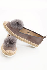 Faux Pom Suedette Espadrilles