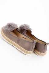 Faux Pom Suedette Espadrilles