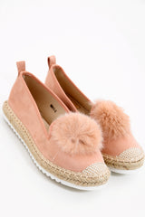 Faux Pom Suedette Espadrilles