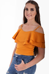 Double Frill Cami Bardot Top