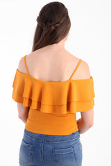 Double Frill Cami Bardot Top