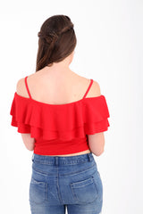 Double Frill Cami Bardot Top