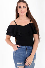 Double Frill Cami Bardot Top