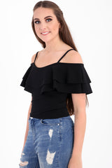 Double Frill Cami Bardot Top