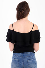Double Frill Cami Bardot Top