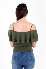 Double Frill Cami Bardot Top