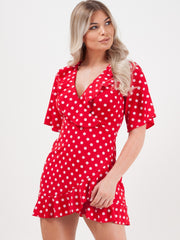 Polka Dot Mini -Frill -Kleid
