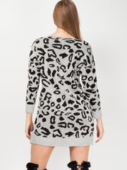 Vestido de jersey de punto con estampado de leopardo