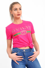 Guilty Slogan Printed T Shirt