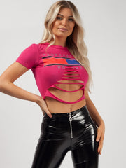 Eigentum von niemandem Laser Cut Crop Top