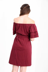 Rüschenhülle Krawatte Knoten Bardot Kleid mit Gürtel