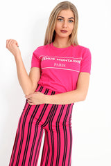 Avenue Montaigne Slogan Gedrukt T -shirt