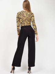 Zebra Print Wrap Front Jumpsuit