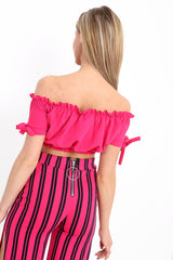 Ruched Bardot Crop Top