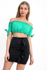Ruched Bardot Crop Top