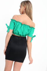 Ruched Bardot Crop Top