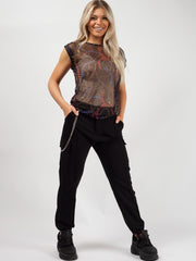 Chain Print Mesh Top