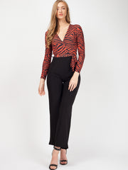 Zebra Print Wrap Front Jumpsuit
