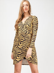 Zebra Print Wrap Front Dress