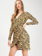 Zebra Print Wrap Front Dress