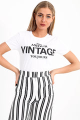 Amour vintage slogan bedrukt t -shirt